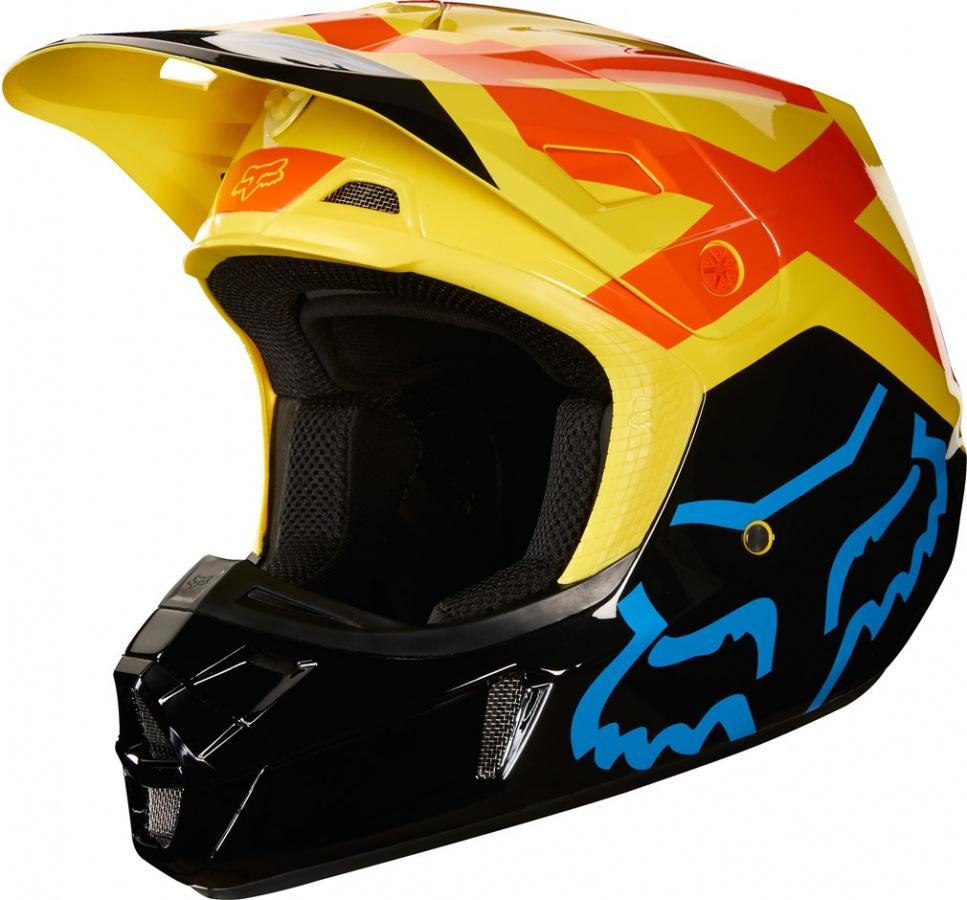 Мотошлем Fox V2 Preme Helmet Black/Yellow
