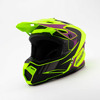 Шлем кроссовый SHOCK M1 MATT LIGHT GREEN/BLACK PURPLE